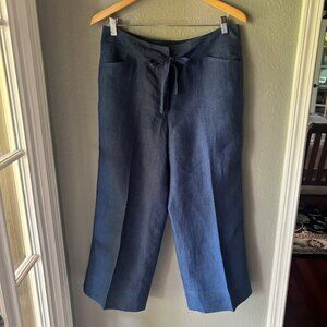 *Vintage* Jones New York - 100% Linen Aegean Ink Blue Pants (Size: 10)